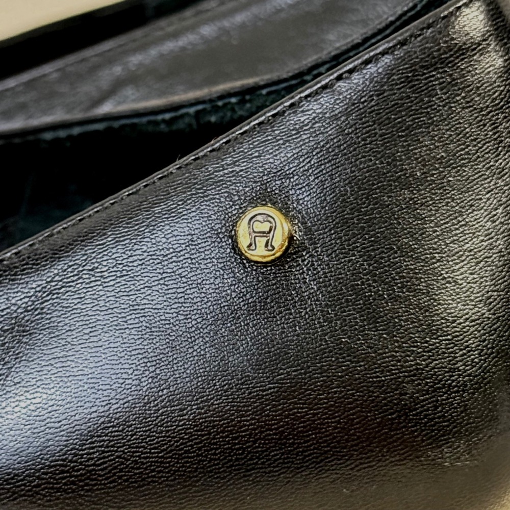Etienne Aigner Status Black Leather Square Toe Block Heel Loafer Pumps Women 10M - Picture 4 of 16
